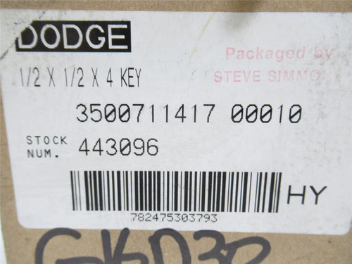 Dodge 443096; Shear Key; 1/2" x 1/2" x 4"