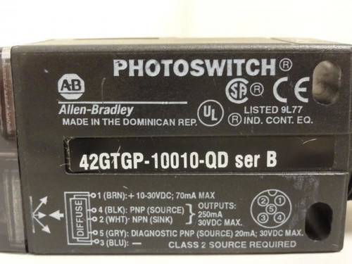Allen-Bradley 42GTGP-10010-QD; Photo Sensor; 10-30VDC; 70mA