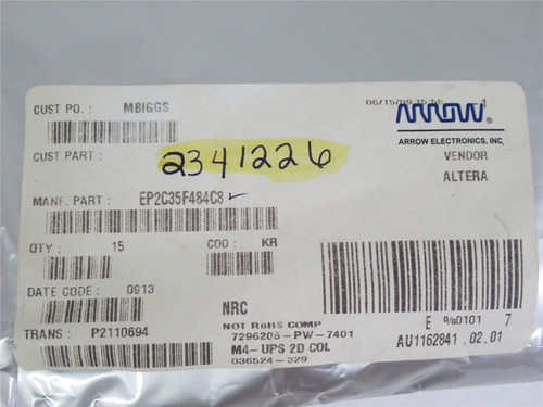 Arrow EP2C35F484C8; Lot-15 FPGA IC; 1.15V ~ 1.25V; Cyclone-II
