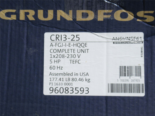 Grundfos 96083593; 25 Stage Pump CRI3-25 A-FGJ-I-E-HQQE