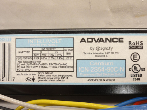 Phillips ICN-2S54-90C-N; Fluorescent Ballast 120-277VAC; 54W