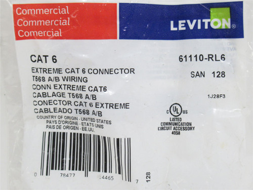 Levitron 61110-RL6; eXtreme Cat 6 QuickPort Jack; Blue