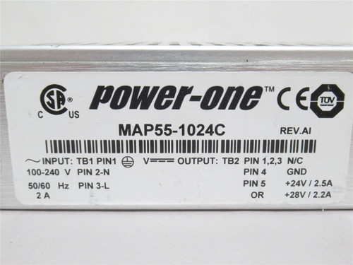 Power One MAP55-1024C; Switching Power Supply 100-240VAC In