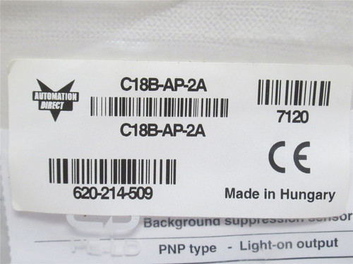 Automation Direct C18B-AP-2A; Photo Sensor; 	10-36VDC; PNP