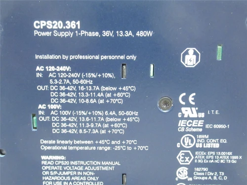 Puls CPS20.361; Power Supply OUT: 36-42VDC; 10.0amps or more