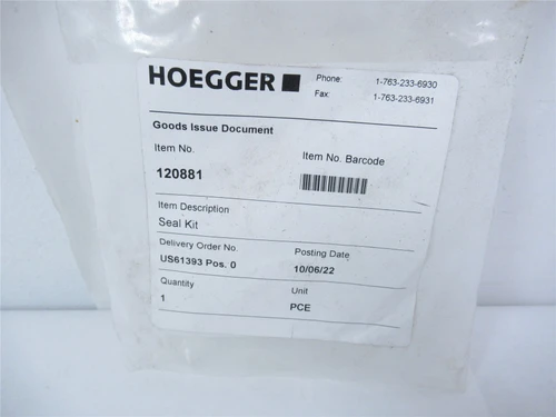 Hoegger 120881; Seal Kit F/Push Out Cyl