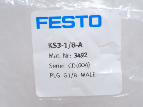 Festo KS3-1/8-A; Lot-2; Air Coupling Plugs 3492; Size: 3