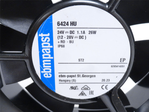ebmpapst 6424HU; Tube-Axial Fan; 24VDC; 26W; 283CFM; 4000RPM