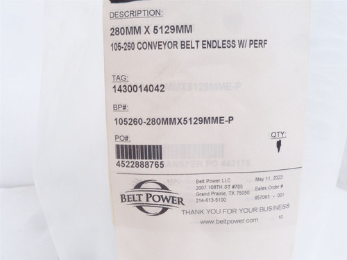 Belt Power 105260-280MMX5129MME-P ; Conv. Belt 5129L x 280mmW