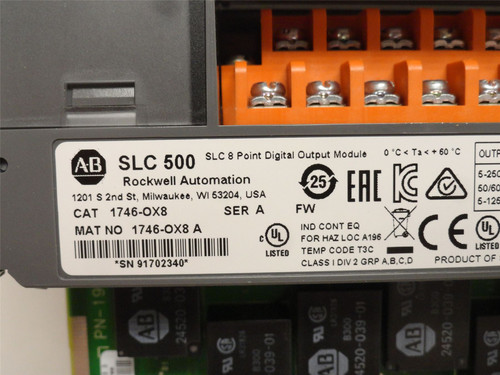 Allen-Bradley 1746-OX8; Output Module; 5A; 265VAC; 8-Point