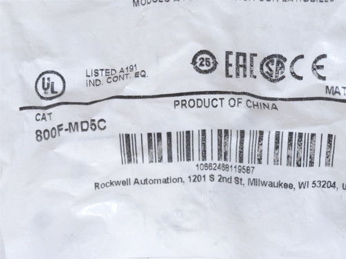 Allen-Bradley 800F-MD5C; Metal Latch Mount Lamp Module 120VAC