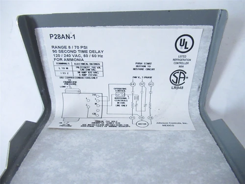 Johnson Control P28AN-1; Mechancial Lube Oil Pressure Control