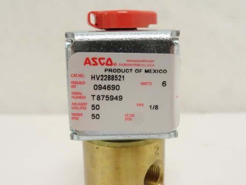 Asco HV2288521; Solenoid Valve; 6W; 50PSI; 1/8 FNPT