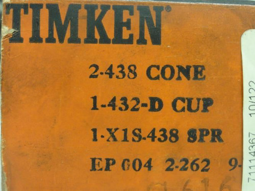Timken EP004 2-262 9-92; Double Row TDO Bearing 1-3/4" ID
