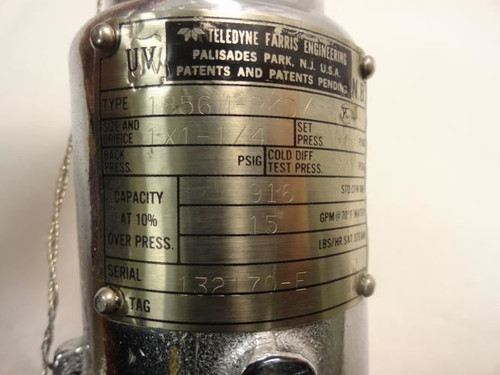 Teledyne 1856M-PKD/SP; Relief Valve; 1X1-1/4 NPS