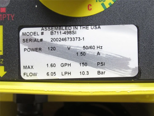 LMI B711-498SI; Solenoid Driven Metering Pump; 150PSI; 115VAC