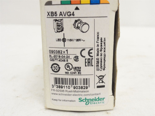 Schneider XB5-AVG4; Red LED Panel Indicator; 110/120VAC