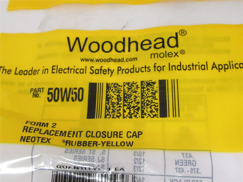 Woodhead 1301550077; Replacement Closure Cap Form 2; Yellow