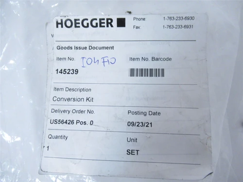 Hoegger 145239; Conversion Kit