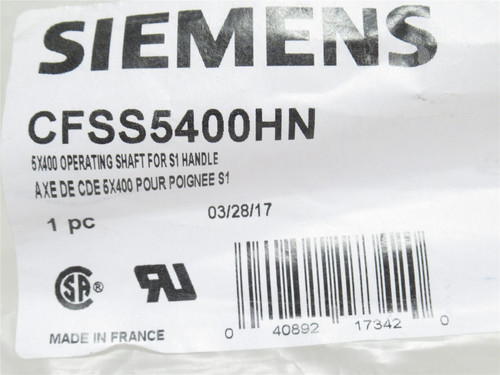 Siemens CFSS5400HN; Operating Handle Shaft; 5mmOD Sq x 400mm