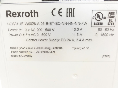 Rexroth HCS01.1E-W0028-A-03-B-ET-EC-NN-NN-NN-FW; AC Drive