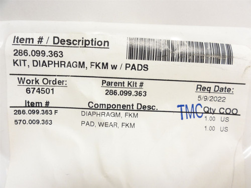 Sandpiper 286.099.363; Wet End Pump Diaphragm Kit FKM; W/Pads