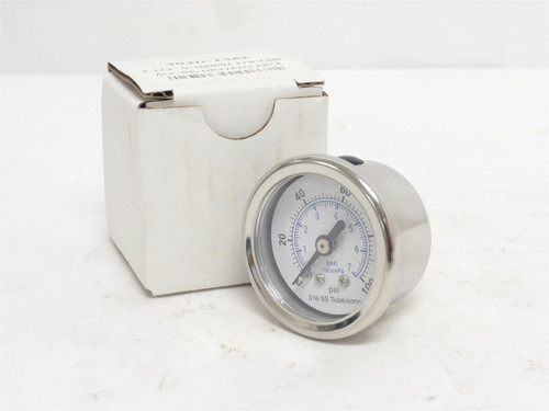 PIC Gauge 302D-158E; Pressure Gauge; SS-316; 0-100PSI; 1/8NPT