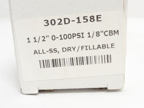 PIC Gauge 302D-158E; Pressure Gauge; SS-316; 0-100PSI; 1/8NPT