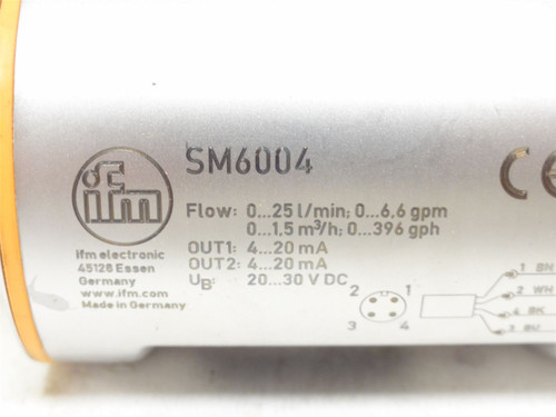 IFM Efector SM6004; Magnetic-Inductive Flow Meter; 0-6.6GPM