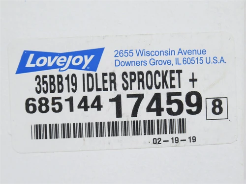 Lovejoy 35BB19; Idler Sprocket; #35; 19 Teeth; 1/2"ID