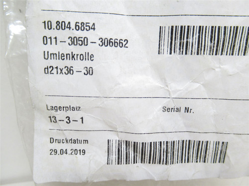Multivac 108046854; Deflection Roller; 21mmID x 30-36mmOD