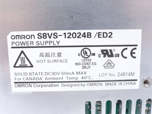 Omron S8VS-12024B/ED2; Power Supply; 100-240VAC In; 24VDC; 5A Out