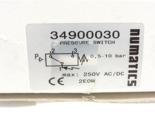 Numatics 34900030; Pressure Switch; 250VAC/DC; 0.5-10 BAR