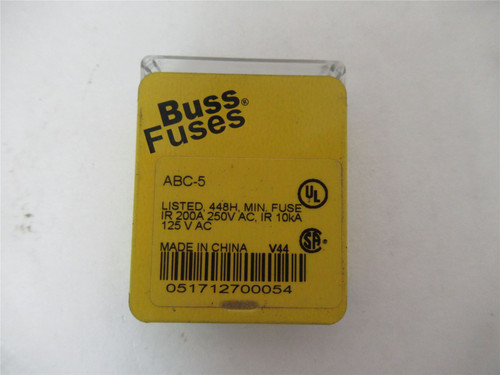 Bussmann ABC5R; Lot-4 Fuses 5A 250VAC/125VDC