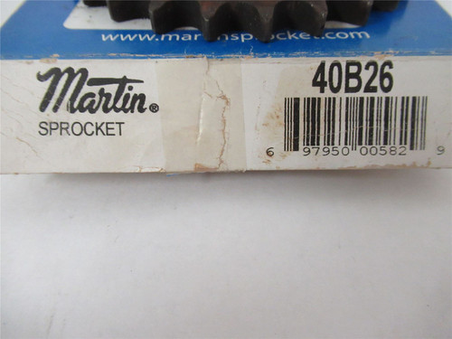 Martin 40B26-5/8; Stock Bore Sprocket #40; 5/8"ID 26 Teeth