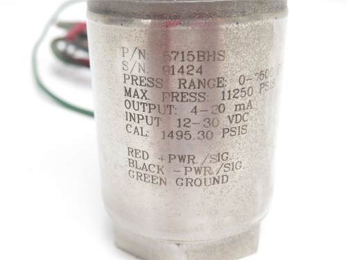 Viatran 5715BHS; Pressure Transmitter 0-500Psi; 12-30VDC;4-20mA