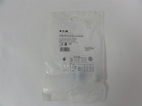 Eaton C22-DLH-G-X1-K10-24; Illuminated Pushbutton- 22mm green