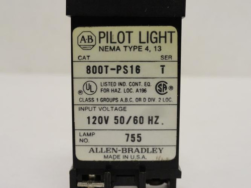 Allen-Bradley 800T-PS16; Pilot Light; 120VAC; NEMA 4/13