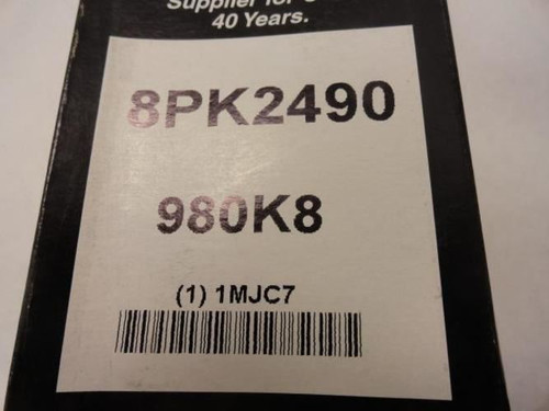 Bando 8PK2490; Serpentine Belt 980K8; 8-ribs 98.0"L; 1MJC7