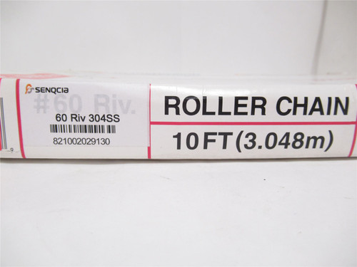 Senqcia 60RIV-304SS; Riveted Mega-Chain #60; SS-304; 10'L