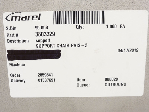 Marel 3803329; Support Chair PAIS-2
