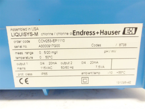 Endress+Hauser CCM253-EP1110; Field-Mount Chlorine Analyzer