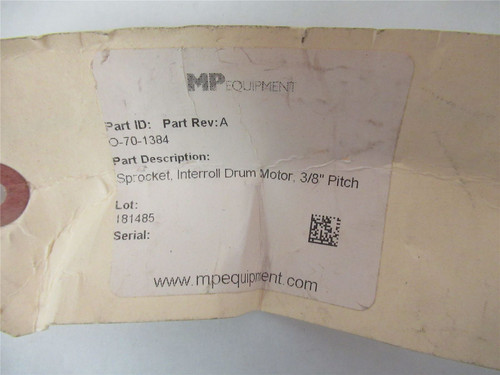 MP Equip 701384; Sprocket Interroll Drum Motor 3/8" Pitch