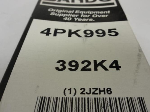 Bando 4PK995; Serpentine Belt 392K4; 4-ribs 39.2"L; 2JZH6
