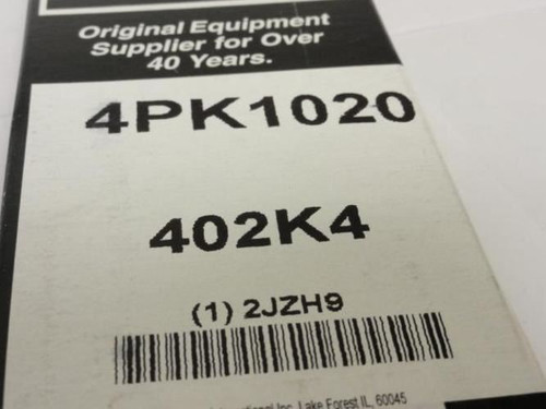 Bando 4PK1020; Serpentine Belt 402K4; 4-ribs 40.2"L; 2JZH9
