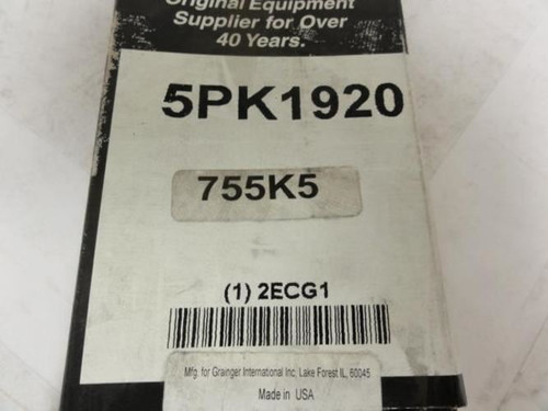 Bando 5PK1920; Serpentine Belt 755K5; 5-ribs 75.5"L; 2ECG1