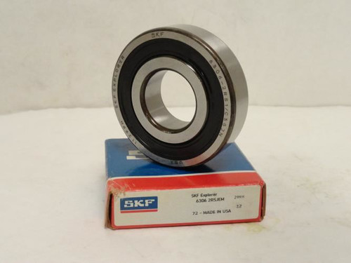 SKF 6306-2RSJEM; Ball Bearing 30mm ID x 72mm OD x 19mm Wide