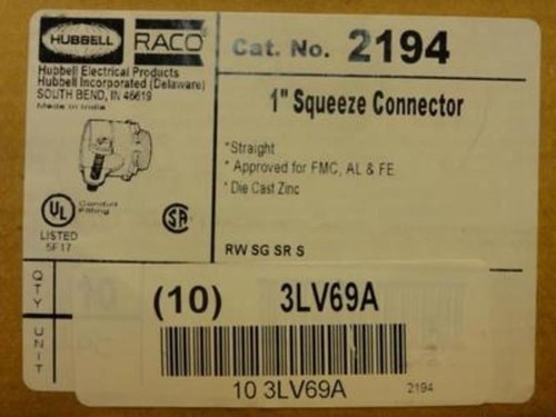 Hubbell 2194; BOX-10; Squeeze Clamp; 1" NPT