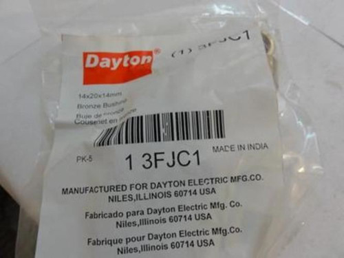 Dayton 3FJC1; Bag-5 Bronze Sleeve Bushing; 14mm ID; 20mm OD