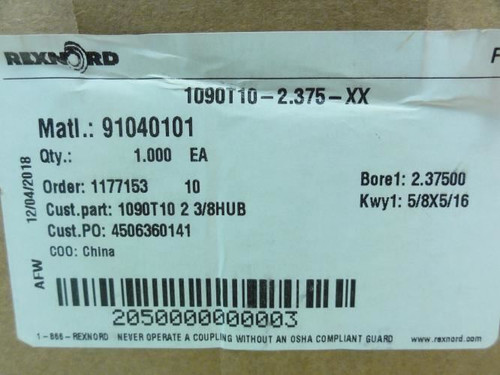 Rexnord 710927; Faulk Grid Coupling Hub; 2.375"ID